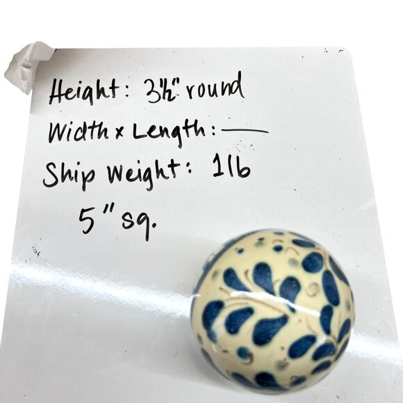 David Frazzetta Italian Hand-Painted Blue White Ceramic Christmas Ornament - Picture 9 of 9